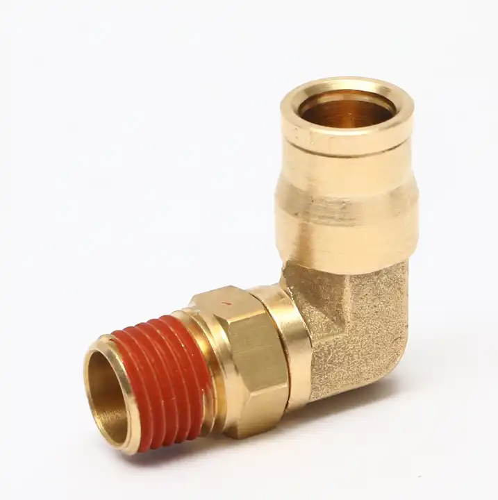 Brass DOT Air Brake Line Push in Fitting 90 Degree Swivel Male To Push to Connect Elbow