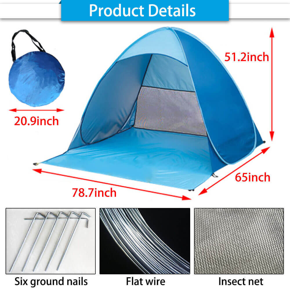 New cotton canvas Foldable and Portable Stretch Small Face Sun Shade pop up uv protected Baby Beach tent Umbrella