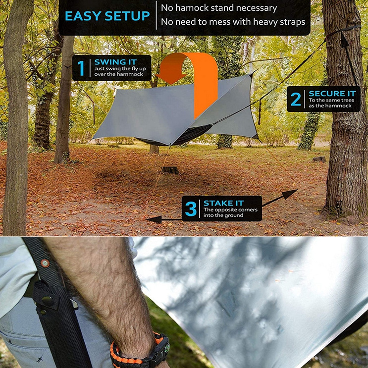 Ultralight Drip&Leak Proof Waterproof Sun Protection Isolated Insulated Durable Wind Rain Hammock Rain Fly Tarp Outdoors