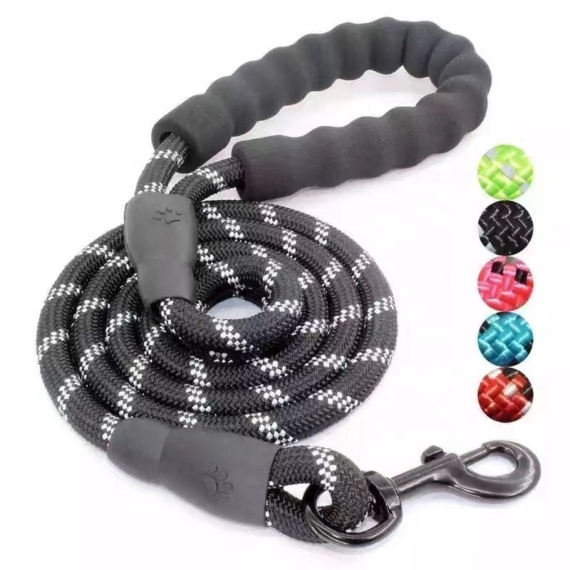 High Quality  Reflective  Pet Leashes Nylon Colors Round Rope Large And Medium-sized Explosion-proof Flush Dog Podded Handle