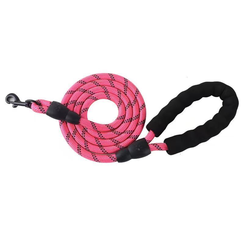 High Quality  Reflective  Pet Leashes Nylon Colors Round Rope Large And Medium-sized Explosion-proof Flush Dog Podded Handle