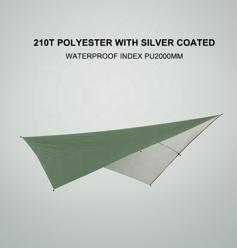 290*290cm outdoor Rain Tarp 210T Nylon ripstop PU2000 Waterproof Lightweight Survival Gear Shelter for Camping Tent UV Rain Fly