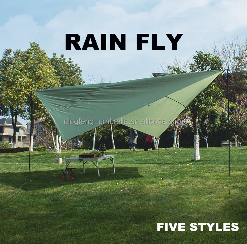 290*290cm outdoor Rain Tarp 210T Nylon ripstop PU2000 Waterproof Lightweight Survival Gear Shelter for Camping Tent UV Rain Fly