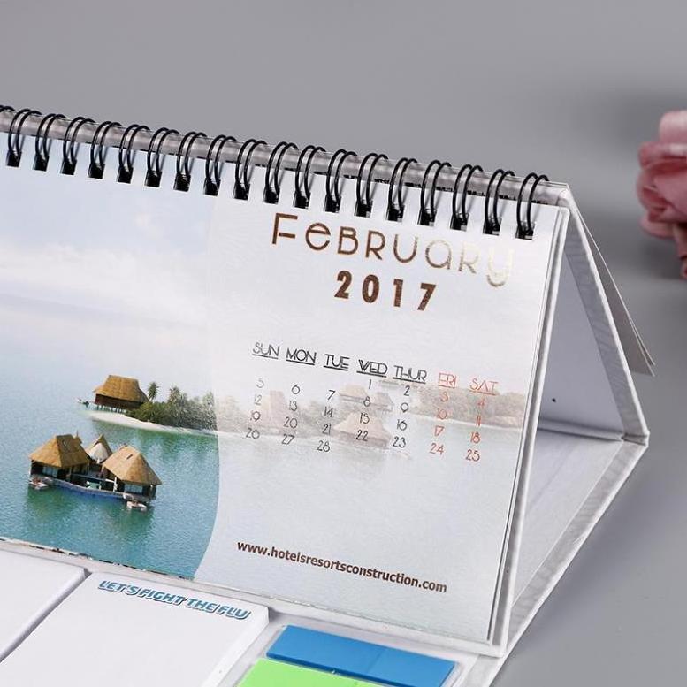 DF custom size simple white sticky post note paper creative style office 4 color CMYK wall printing stand table desk calendar