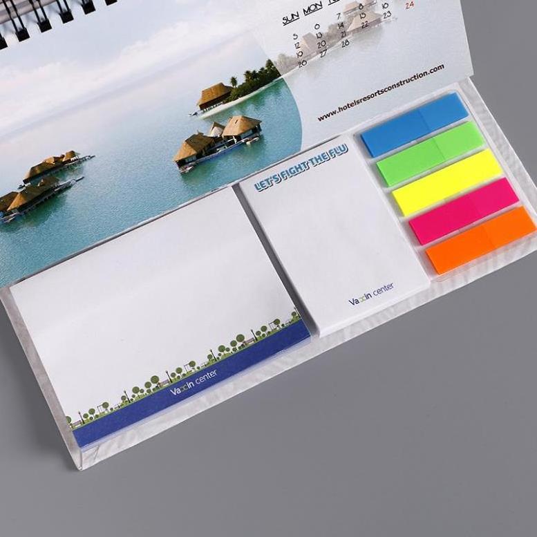 DF custom size simple white sticky post note paper creative style office 4 color CMYK wall printing stand table desk calendar