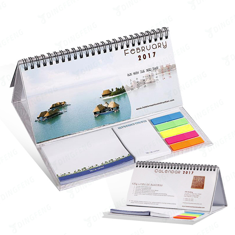 DF custom size simple white sticky post note paper creative style office 4 color CMYK wall printing stand table desk calendar