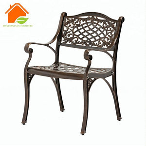 Wholesale Discount Bistro  Garden Bistro Dining Set Chair Outdoor Balcony Promotion Cast Aluminum Restaurant Park Chair