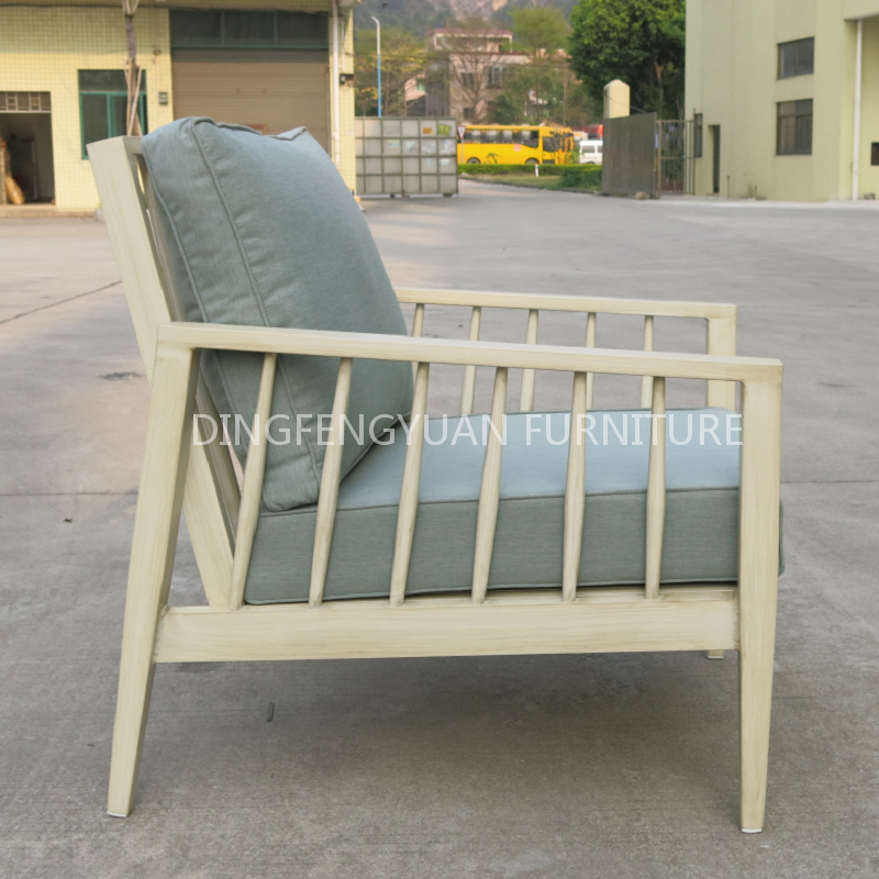 Foshan factory Outdoor furniture aluminum single sofa chair .combination garden fabric sofa set for hotel lobby patio furniture