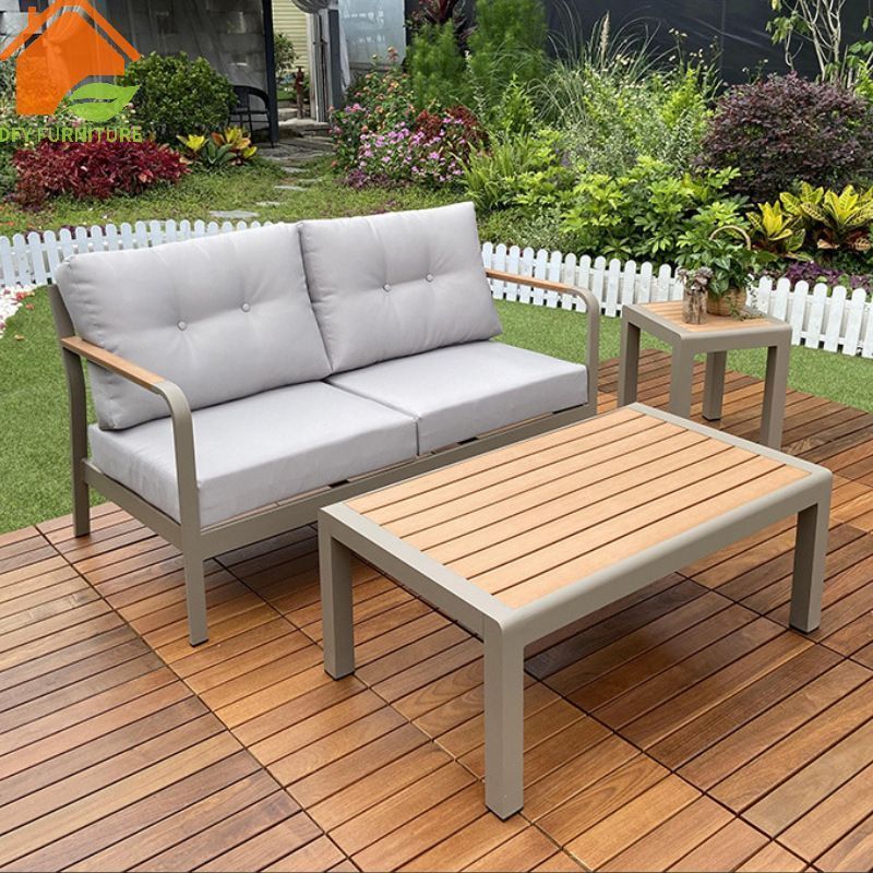 Outdoor sofa set garden furniture curved armrest aluminum garden sofa with UV Resistant cushion