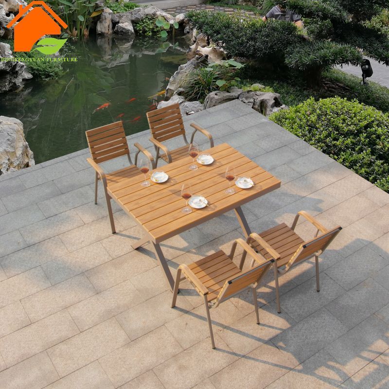 UV Resistant Table And Chair Set Of 4 Dinner Tables Set French Restaurant Hotel Garden Furniture Patio Chairs Outdoor