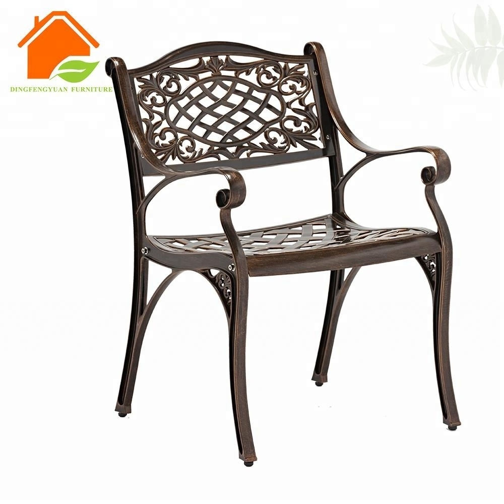 Wholesale Discount Bistro  Garden Bistro Dining Set Chair Outdoor Balcony Promotion Cast Aluminum Restaurant Park Chair