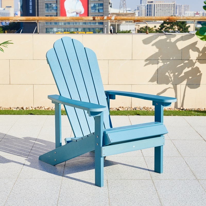 HDPE outdoor folding patio deck chair. plastic wood Adirondack garden leisure chair with wooden footrest beach Chair