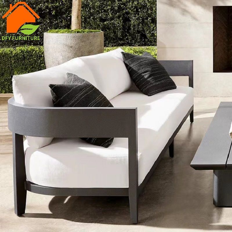 Outdoor aluminum leisure couch sofa modular sectional curved design garden furniture fancy sofa set