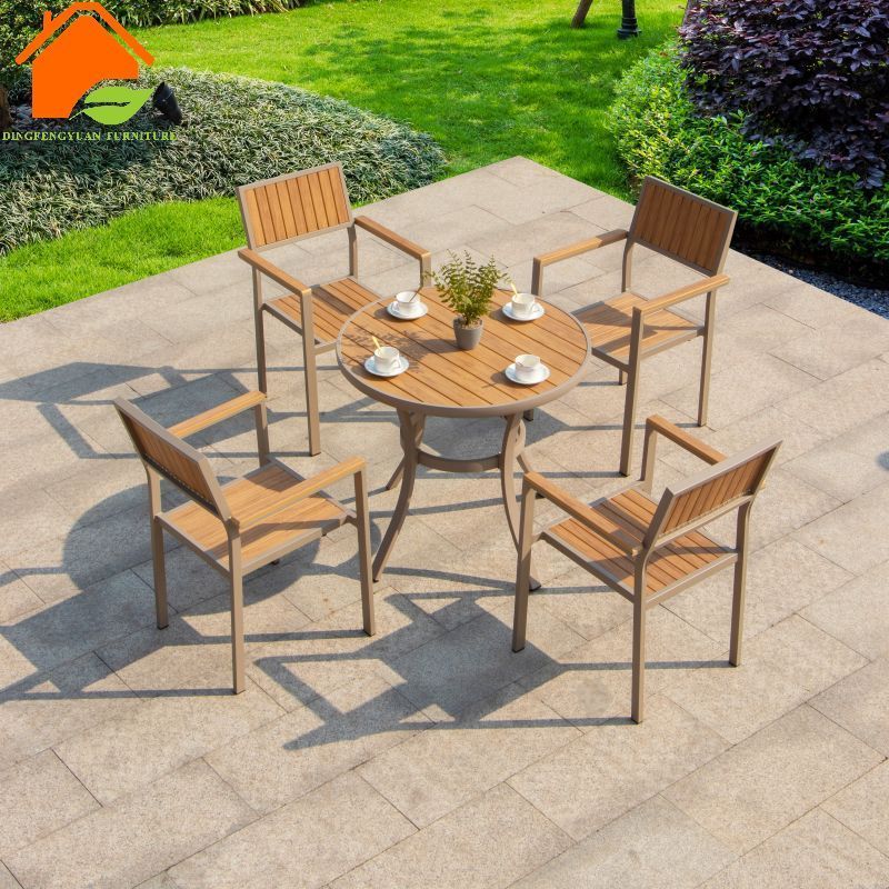 UV Resistant Table And Chair Set Of 4 Dinner Tables Set French Restaurant Hotel Garden Furniture Patio Chairs Outdoor