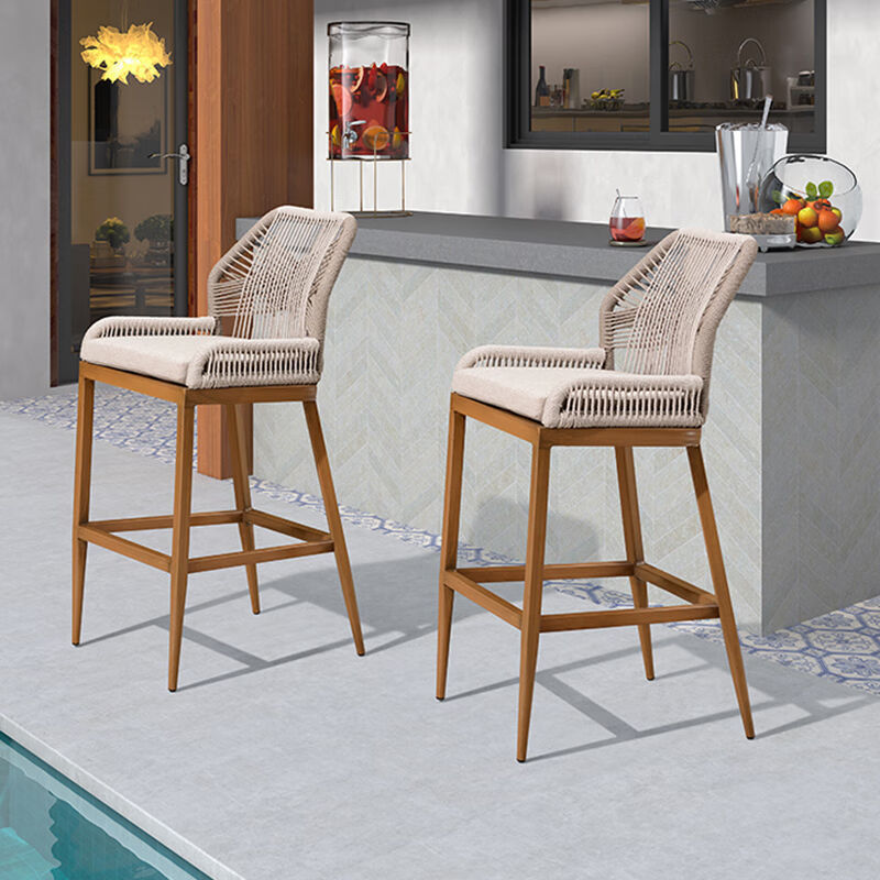 Hot-Selling New Arrival  Bar Stools Height Chair  Breakfast Bar Chair Weave Outdoor Furniture Luxury