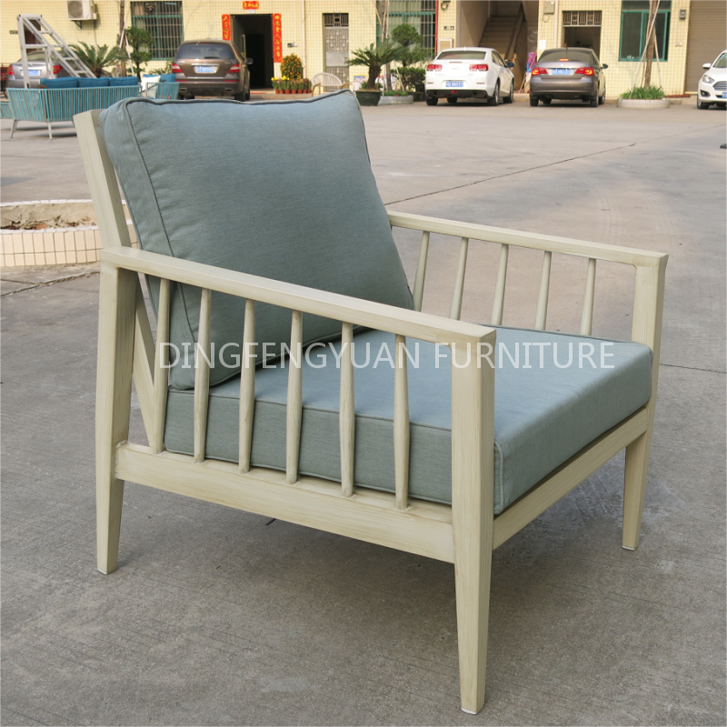 Foshan factory Outdoor furniture aluminum single sofa chair .combination garden fabric sofa set for hotel lobby patio furniture