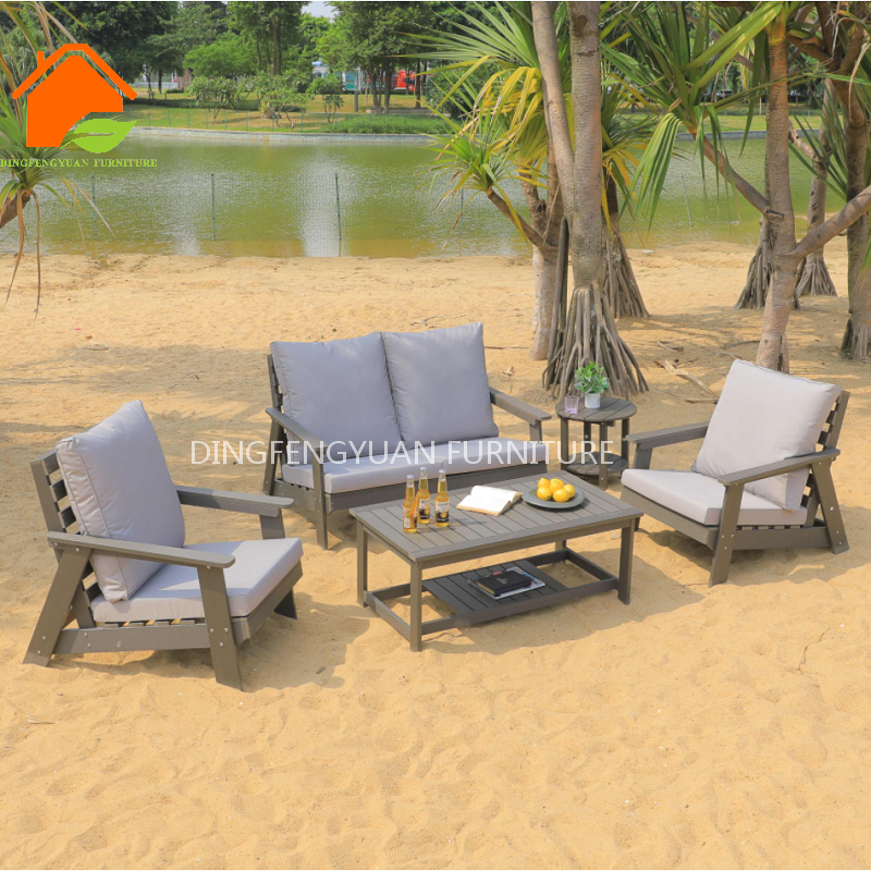 Outdoor Garden HIPS Plastic Wood Material All weather UV Resistant Adirondack Sofa Chair For 1 1 2 seater sofa set furniture