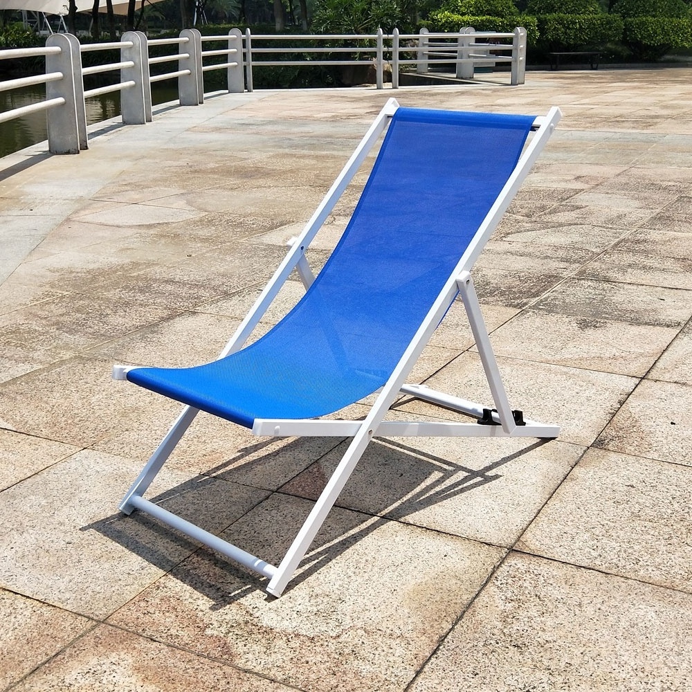 Outdoor patio silla de playa large portable folding camping chair. swimming pool chaise lounge aluminum deck chair