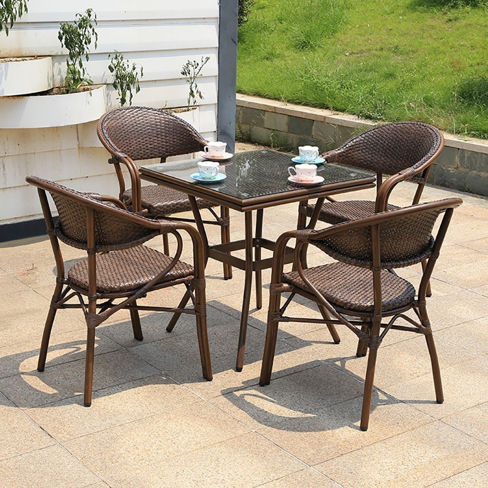 Outdoor Garden Dining Table And Chairs  Ratan / Rattan Furniture Set For Restaurant