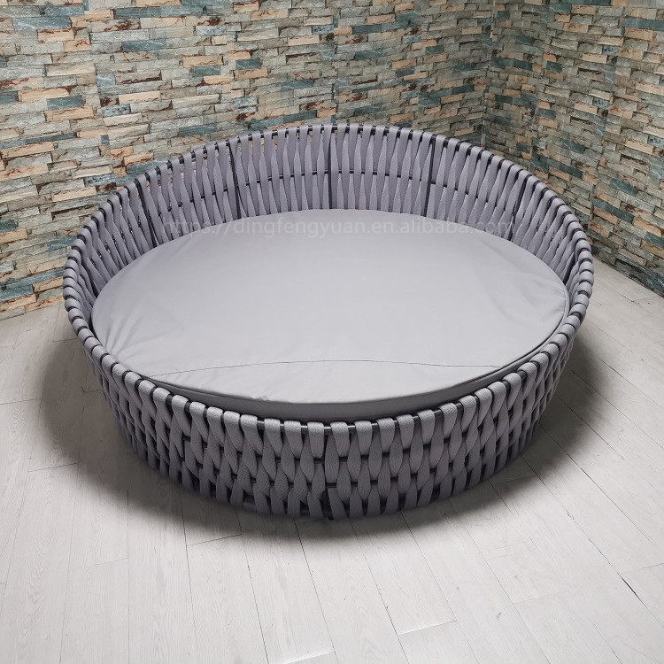 Garden  Patio Double Round Daybed Aluminium Beach Lounge Modern DayBed Outdoor Furniture