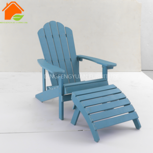 HDPE outdoor folding patio deck chair. plastic wood Adirondack garden leisure chair with wooden footrest beach Chair