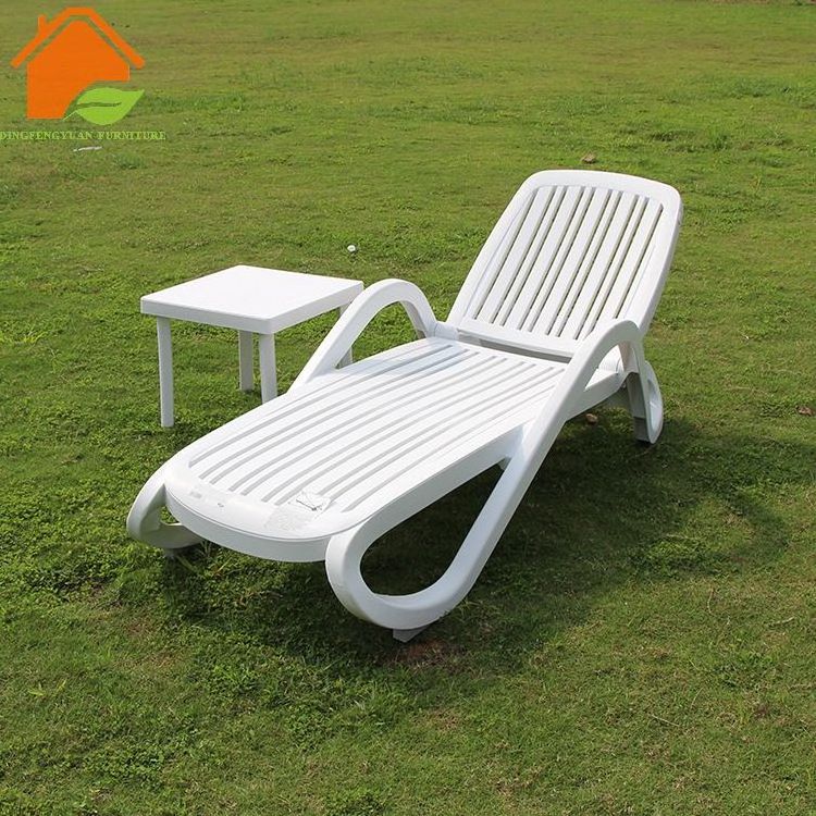 DFY Hotel Furniture lightweight portable sunbathing chair plastic commercial sun loungers for outdoor Swimming Pool Furniture