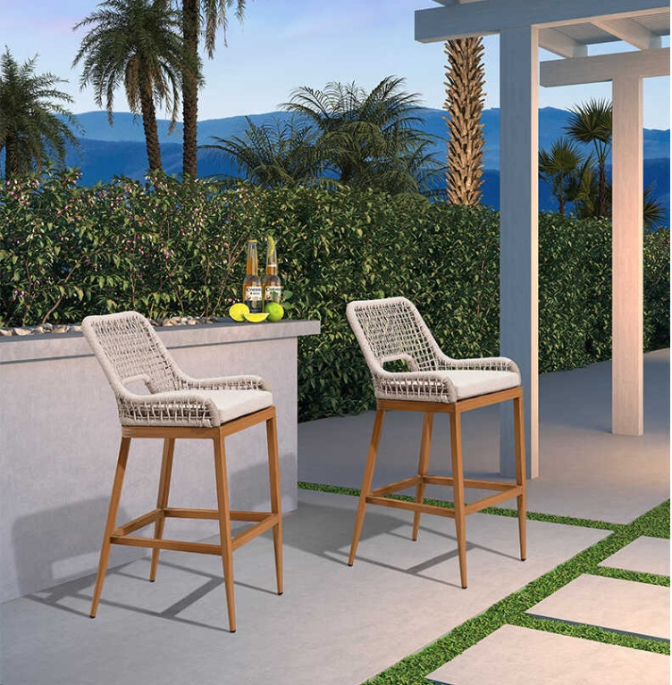 Hot-Selling New Arrival  Bar Stools Height Chair  Breakfast Bar Chair Weave Outdoor Furniture Luxury