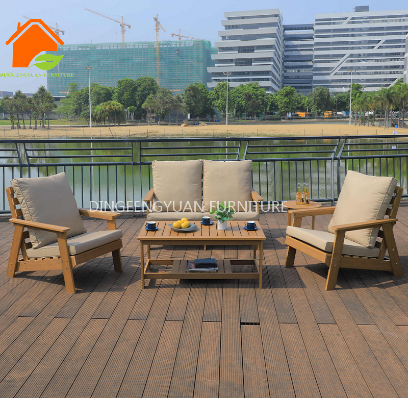 Outdoor Garden HIPS Plastic Wood Material All weather UV Resistant Adirondack Sofa Chair For 1 1 2 seater sofa set furniture