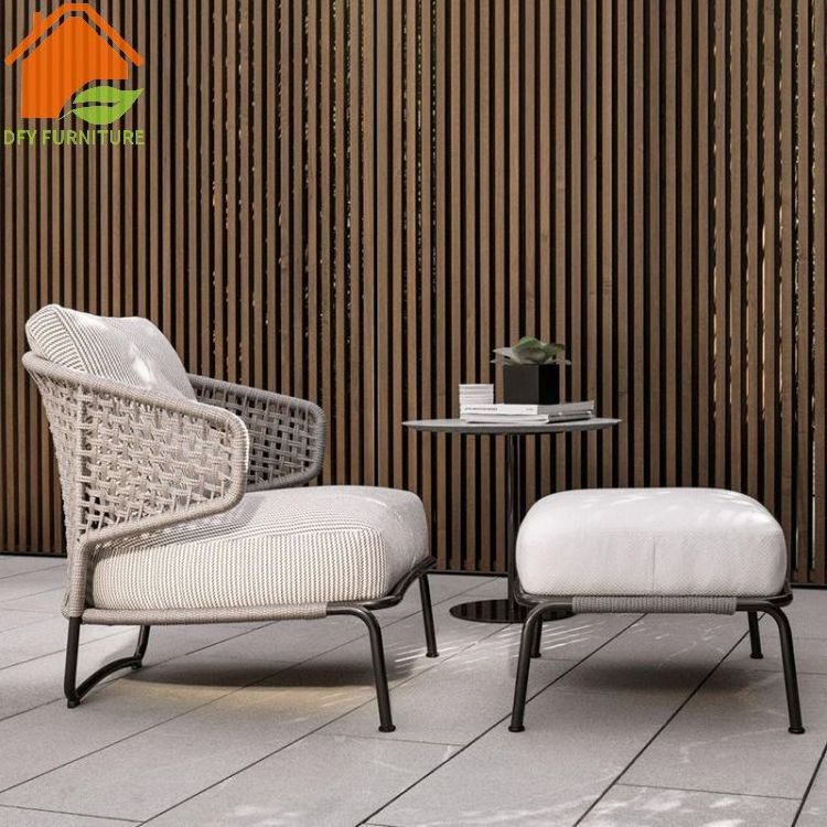 Upholstery fabric indoor/outdoor sofa chair Garden furniture sofa set with ottoman