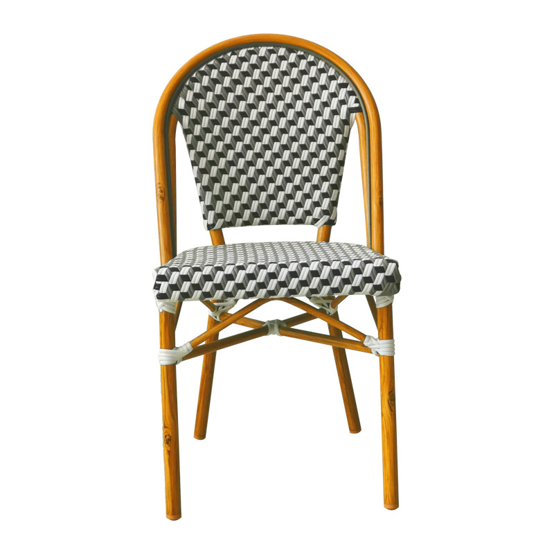 High Quality Outdoor Garden Aluminum Frame Ratan / Rattan Hand Knitting Colorful Chair.Restaurant Bistro Rattan Dining Chair