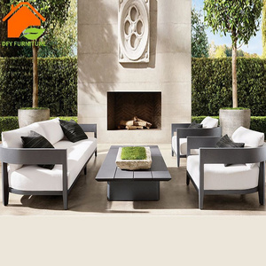 Outdoor aluminum leisure couch sofa modular sectional curved design garden furniture fancy sofa set