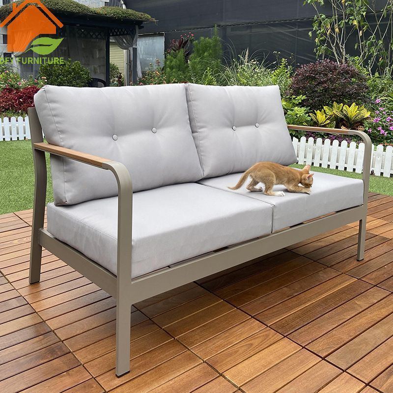 Outdoor sofa set garden furniture curved armrest aluminum garden sofa with UV Resistant cushion