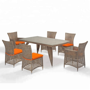 6 Seater Rectangular Wholesale Rattan Wicker Furniture Set Outdoor Dining Table And Chair Set