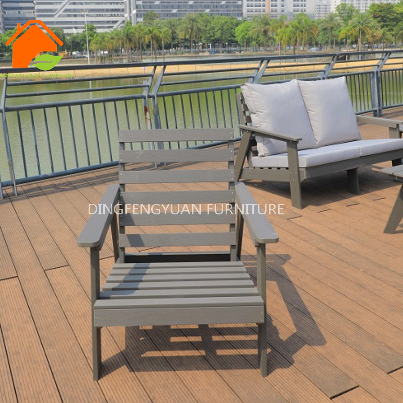 Outdoor Garden HIPS Plastic Wood Material All weather UV Resistant Adirondack Sofa Chair For 1 1 2 seater sofa set furniture