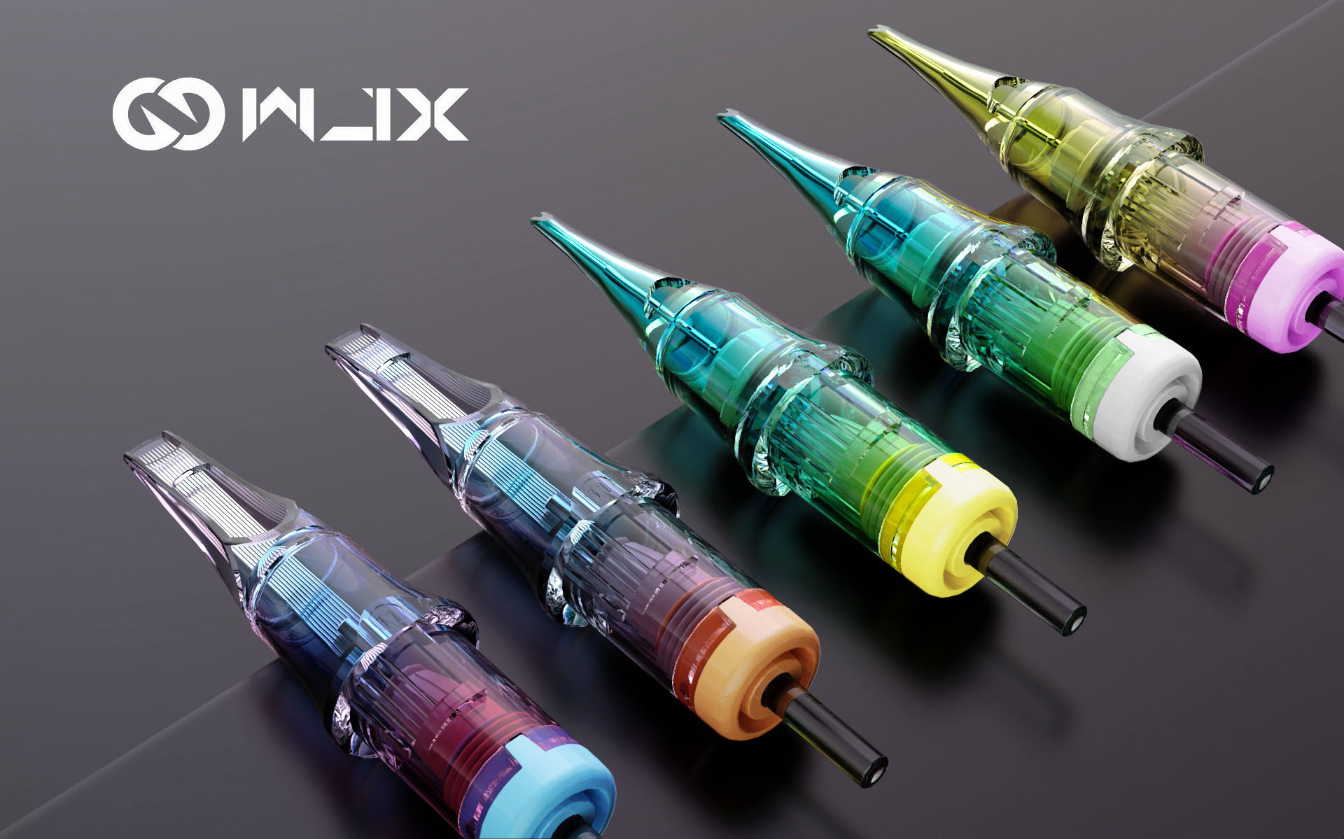 Quelle WJX Gradient Color Tattoo Cartridge Needle 1RL 0.20mm 0.25mm 0.30mm 0.35mm  Tattoo Needle Cartridge for Sale