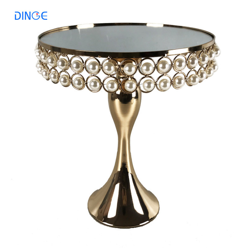 high 2 tier pearl wedding luxury golden birthday cake base stand metal set for cup cakes