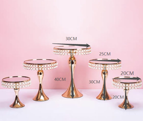 high 2 tier pearl wedding luxury golden birthday cake base stand metal set for cup cakes