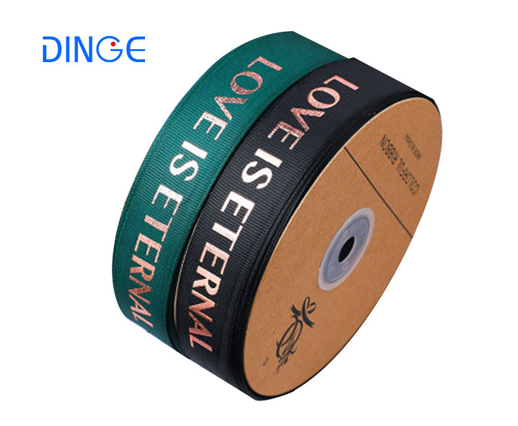 Wholesale factory direct sales accept customized text logo thread bronzing English ribbon gift ribbon multi-color optional