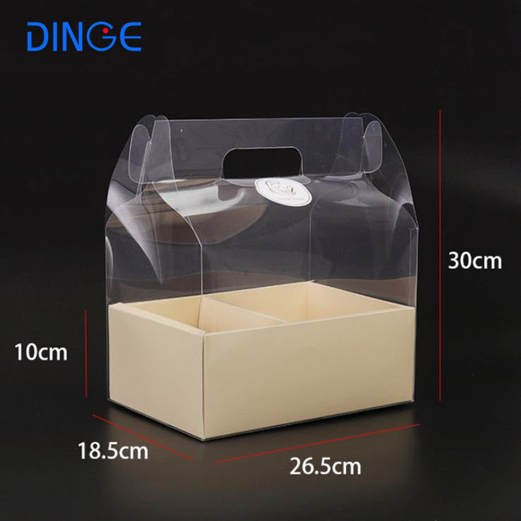 Luxury White Clear Tall Transparent Flower Cake Box Pvc Wedding Valentine's Day Mother's Day Birthday Party Gift Box with handle