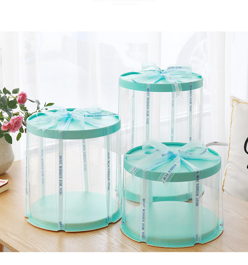 2021 clear transparent round cake box in stock