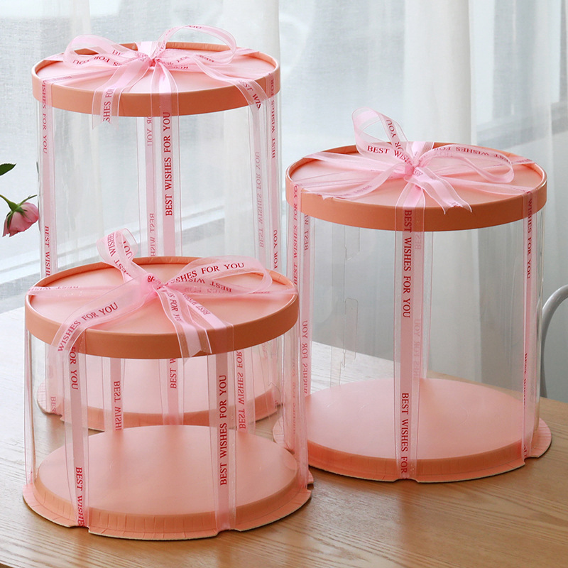 2021 clear transparent round cake box in stock