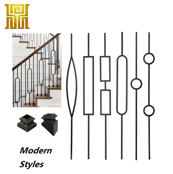 Home Decorate Stair Iron Baluster Wrought Metal Spindles Round 1/2'' Square Railing