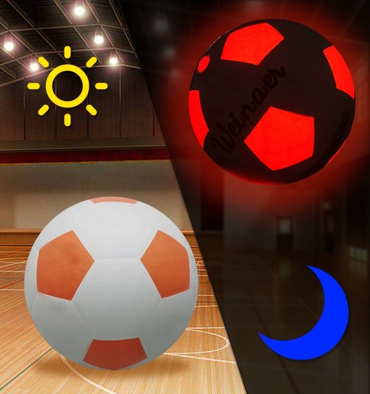 LED luminous rubber Soccer #5 Glow in the dark light up LED football led light up ball custom logo