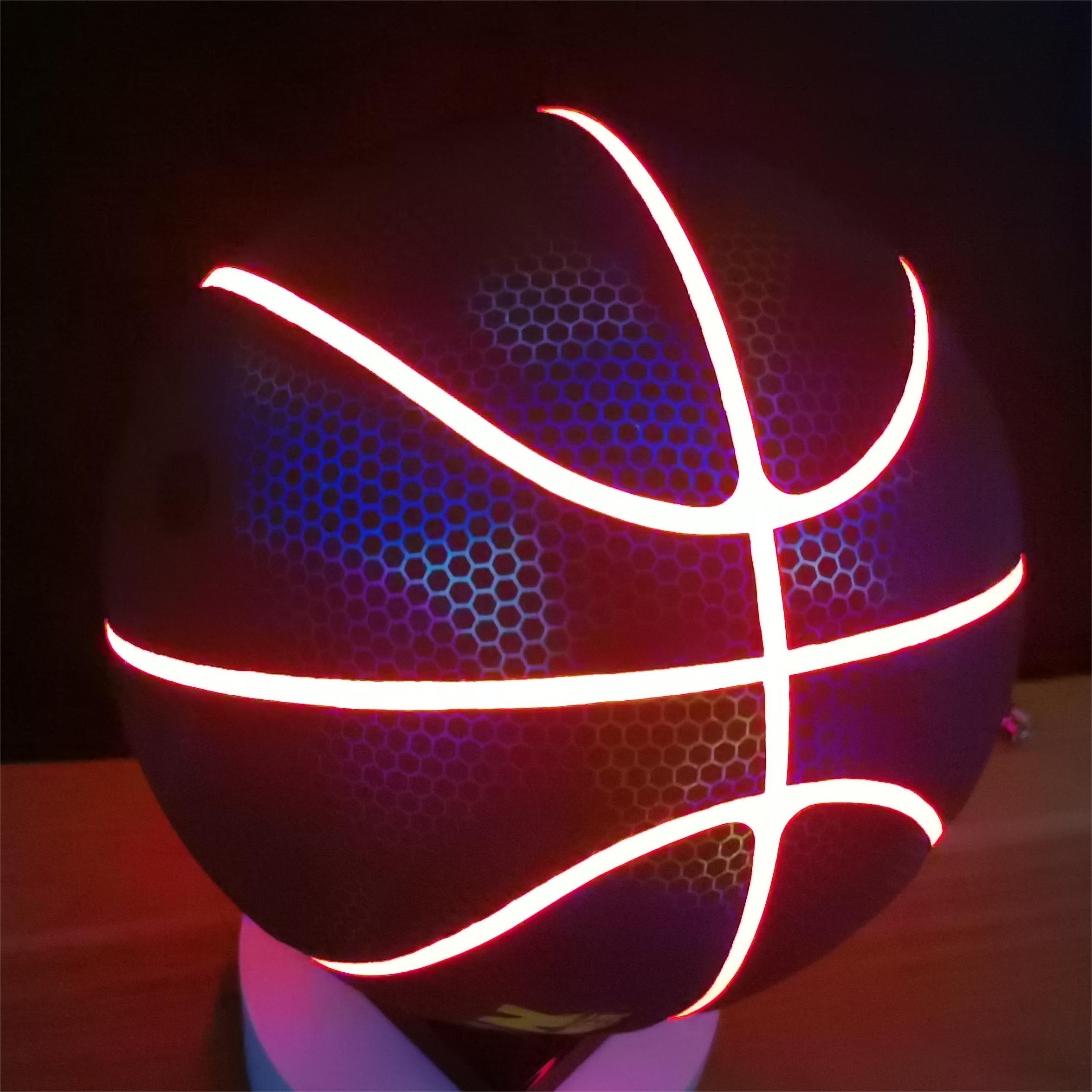 Christmas design Size 7 holographic PU Laminated Soft Touch Indoor Outdoor Customize USB recharging led Basketball Ball