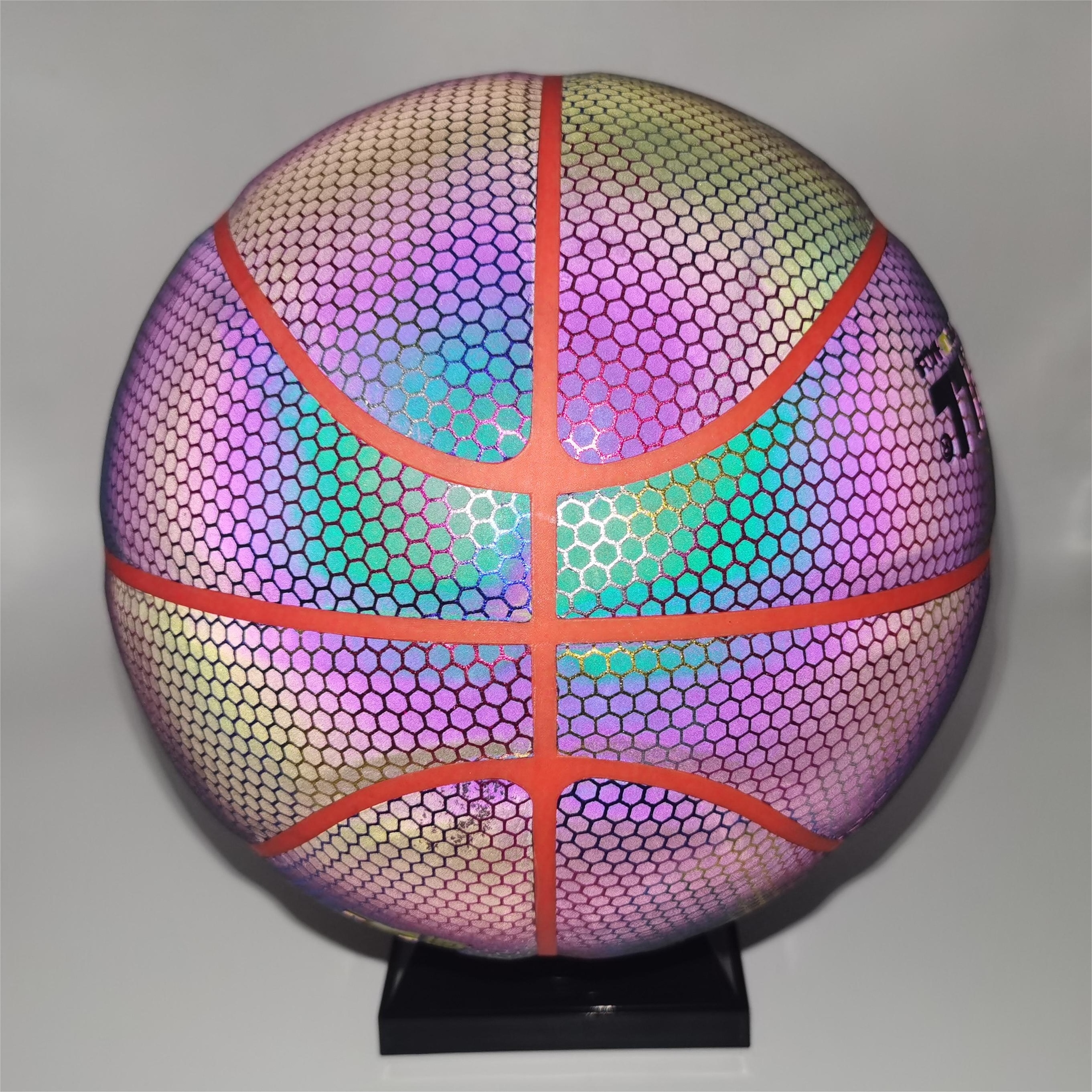 Christmas design Size 7 holographic PU Laminated Soft Touch Indoor Outdoor Customize USB recharging led Basketball Ball