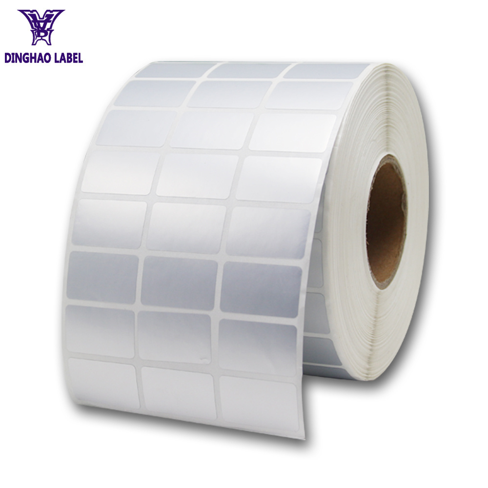 Waterproof PVC Adhesive Barcode Stickers For Label Printed Thermal Transfer Polyester Silver Blank label Roll