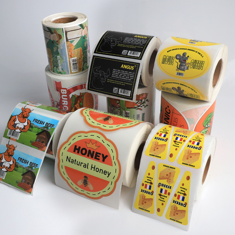 High Quality Food Labels Supplier Custom Waterproof Logo Stickers Bottle Jar Meat Pizza Boxes Food Packaging Labels