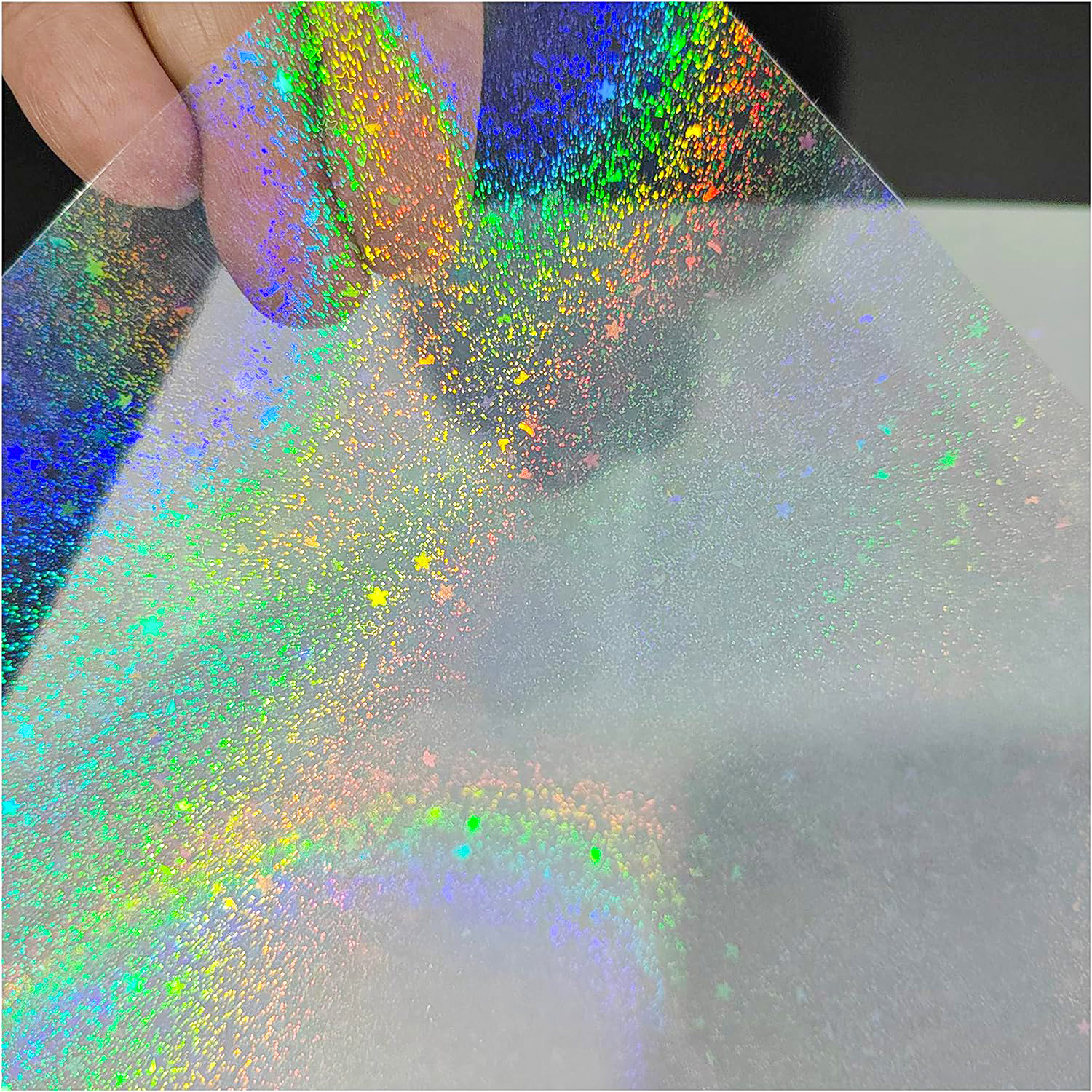 Self Adhesive Waterproof Rainbow Transparent Overlay Film A4 Holographic Sticker Paper Clear PET PE Vinyl Cold Laminating Film