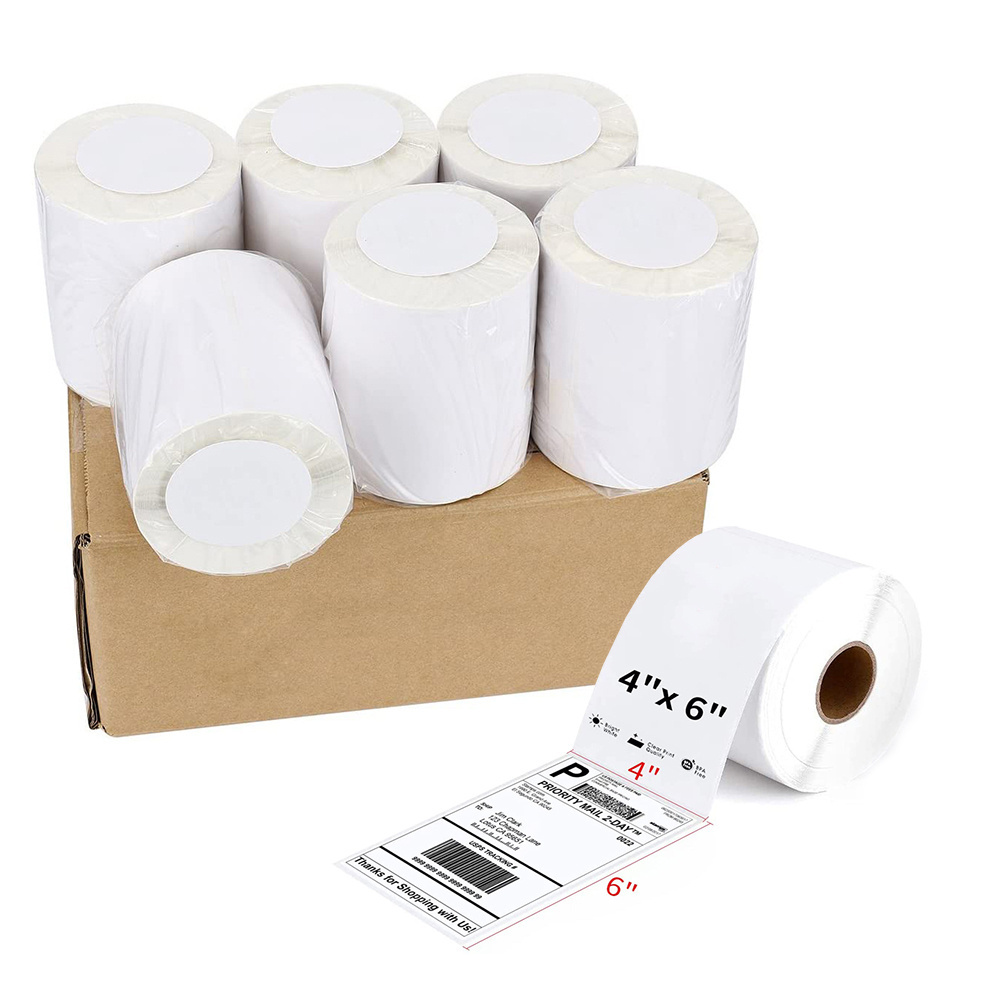 Waterproof Label Thermal 100 x 150 4x6 Thermal Waybill Adhesive Paper Delivery Sticker Thermo Label Roll