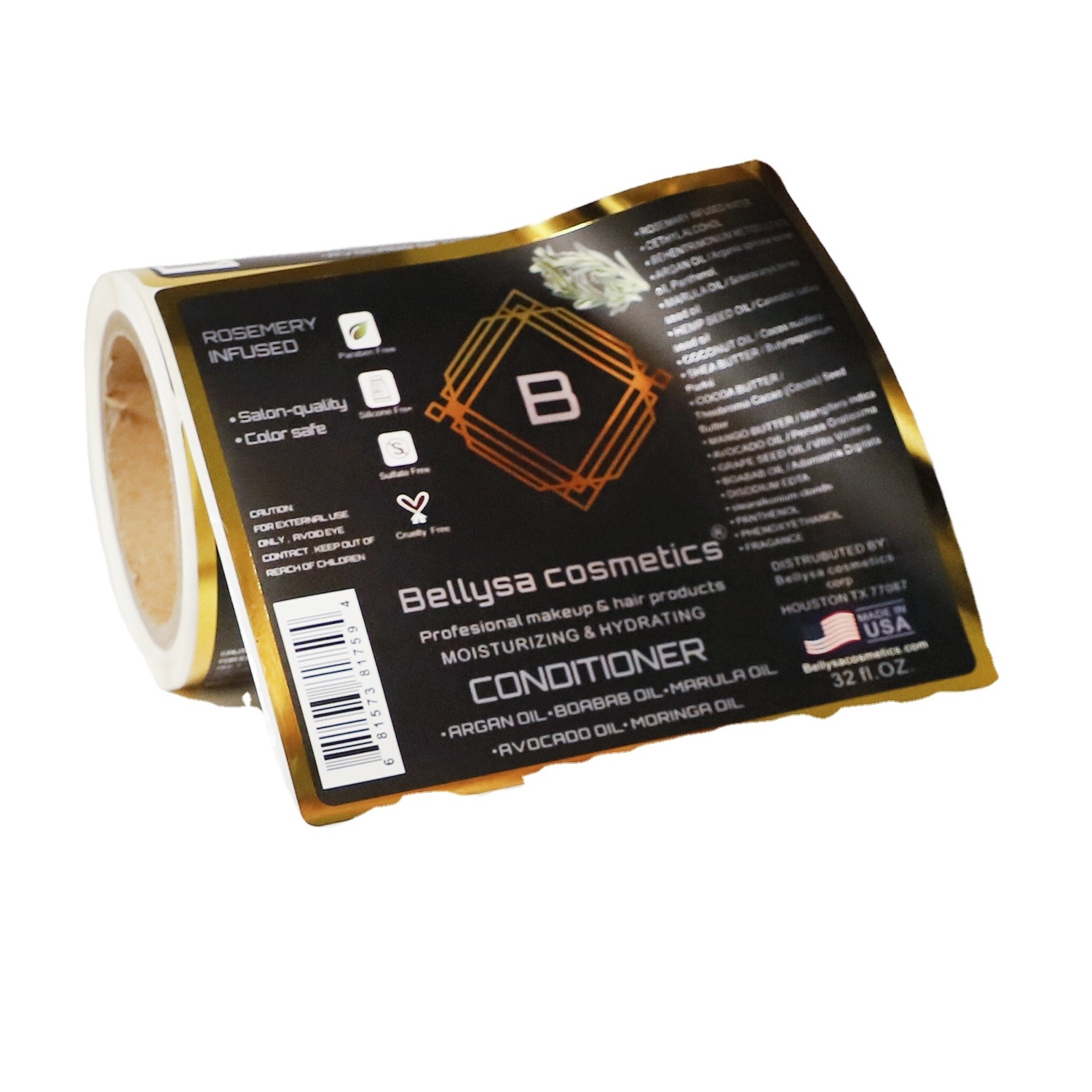 Eco Biodegradable Custom printing Etiquette Glossy Matte Embossed Autocollant Waterproof Gold Foil Sticker Label In Rolls